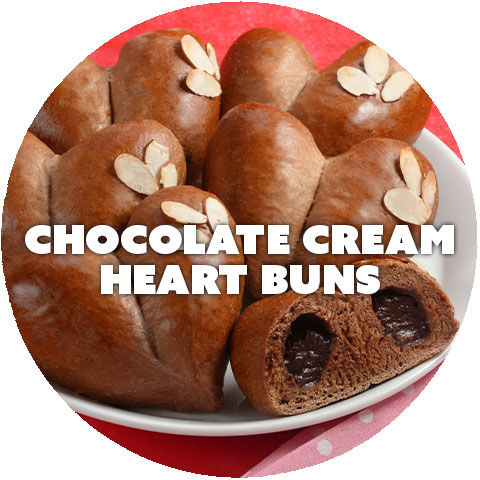 Chocolate Cream Heart Buns